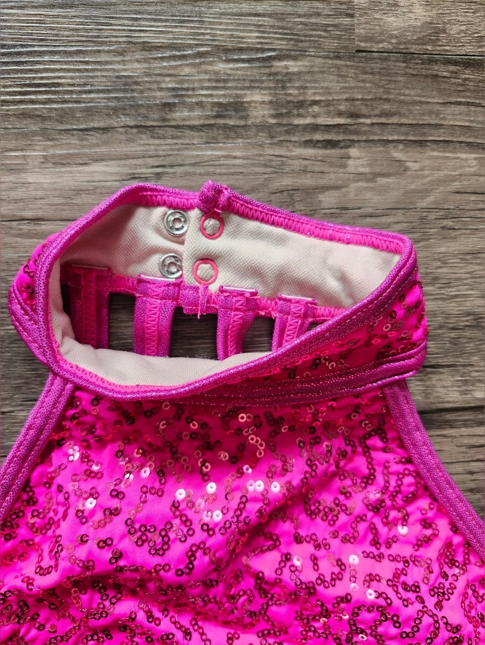 Balera Hot Pink Sequin Halter Dance Leotard Costume